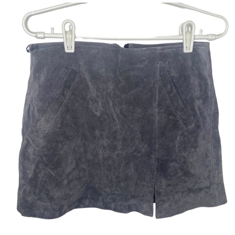 BlankNYC Gray Faux-leather Mini Skirt (28)